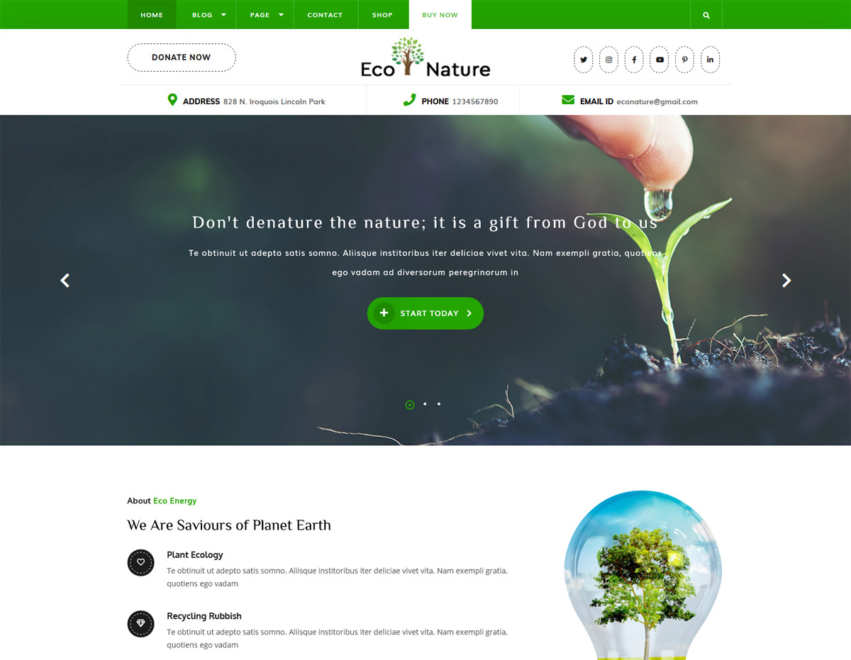 Free Eco Nature Environment WordPress Themes