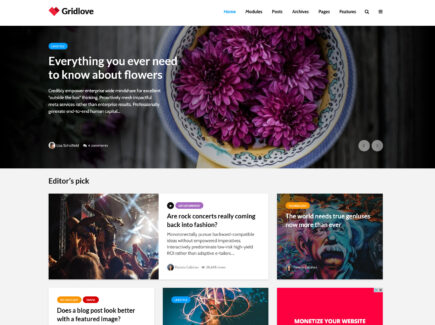 gridlove news masonry wordpress theme